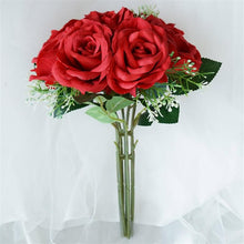 Load image into Gallery viewer, Rose & Baby Breath Assorted Bridal Bouquet Artificial Silk Flowers - Red