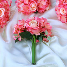 Load image into Gallery viewer, Rose & Hydrangea Bouquet Artificial Silk Flowers - Coral