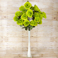 Load image into Gallery viewer, Large Open Rose Bush Artificial Silk Flowers - Lime Green