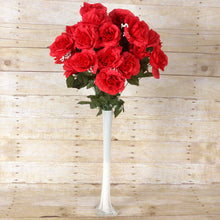 Load image into Gallery viewer, Large Open Rose Bush Artificial Silk Flowers - Red