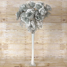 Load image into Gallery viewer, Large Open Rose Bush Artificial Silk Flowers - Silver