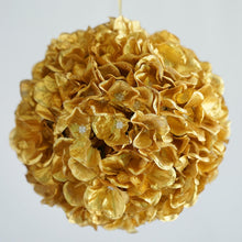 Load image into Gallery viewer, Hydrangea Kissing Ball Artificial Silk Flowers - Gold - 4 pack