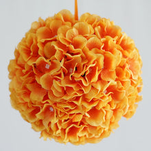 Load image into Gallery viewer, Hydrangea Kissing Ball Artificial Silk Flowers - Orange - 4 pack