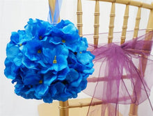 Load image into Gallery viewer, Hydrangea Kissing Ball Artificial Silk Flowers - Royal Blue - 4 pack