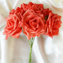 Load image into Gallery viewer, 6 Pack Coral Foam Rose Flower Bouquet For Wedding Centerpiece Vase Decor