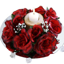 Load image into Gallery viewer, Silk Rose Candle Ring Artificial Flowers - Black / Red - 4 pcs
