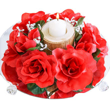 Load image into Gallery viewer, Silk Rose Candle Ring Artificial Flowers - Red - 4 pcs