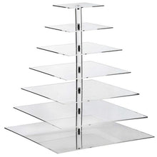 Load image into Gallery viewer, 7 Tier Square Heavy Duty Acrylic Glass Cupcake Dessert Stand For Birthday Wedding Party