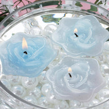 Load image into Gallery viewer, 4 PCS Blue Rose Floating Candles Wedding Birthday Party Centerpiece Decor