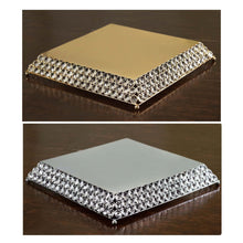 Load image into Gallery viewer, 15" Bejeweled Silver Flat Crystal Beaded Stainless Steel Chandelier Wedding Riser Cake Stand