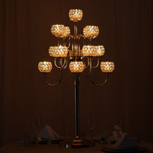 Load image into Gallery viewer, 40" Gold Crystal Beaded 13 Arm Candelabra Chandelier Votive Candle Holder Wedding Centerpiece