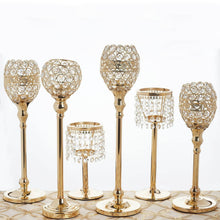 Load image into Gallery viewer, Stunning Metal Votive Tealight Crystal Candle Holder Wedding Centerpiece - Gold - 11.5"