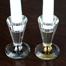 Load image into Gallery viewer, 3" Gemcut Egyption Handcrafted Glass Crystal Votive Candlestick Holder With Gold Metal Stem Table Top Wedding Centerpiece - 1 PCS
