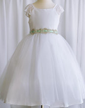 Load image into Gallery viewer, Sparkly Taffeta Bodice and Organza Overlay Skirt Dress - White