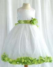 Load image into Gallery viewer, Tulle Overlay Flower Girl Petal Dress - Ivory