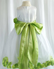 Load image into Gallery viewer, Tulle Overlay Flower Girl Petal Dress - White