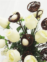 Load image into Gallery viewer, 6 x Trio of Glittered Bird’s Nest on Stem - White