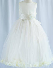 Load image into Gallery viewer, Tulle Overlay Flower Girl Petal Dress - White