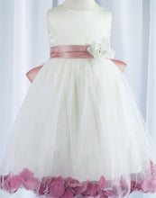 Load image into Gallery viewer, Tulle Overlay Flower Girl Petal Dress - Ivory