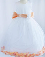 Load image into Gallery viewer, Tulle Overlay Flower Girl Petal Dress - White