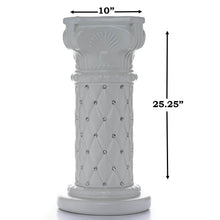 Load image into Gallery viewer, 4 PCS 10mm Crystal Studded White Wedding French Columns Plant Stand With Mirror Mosaic - 25.25"x 10"