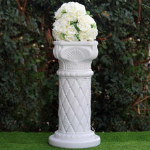 Load image into Gallery viewer, 4 PCS 10mm Crystal Studded White Wedding French Columns Plant Stand With Mirror Mosaic - 25.25"x 10"