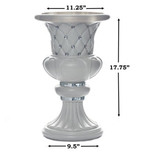 Load image into Gallery viewer, 10mm Crystal Bead Studded White Wedding French Columns With Mirror Mosaic Party Event Decoration - 17.75"x 11.25" - 4PCS
