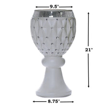 Load image into Gallery viewer, 10mm Crystal Bead Studded White Wedding French Columns With Mirror Mosaic Party Event Decoration - 21"x9.5" - 4PCS