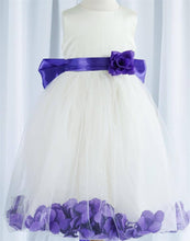 Load image into Gallery viewer, Tulle Overlay Flower Girl Petal Dress - Ivory