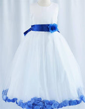 Load image into Gallery viewer, Tulle Overlay Flower Girl Petal Dress - White