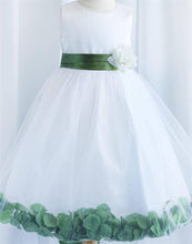 Load image into Gallery viewer, Tulle Overlay Flower Girl Petal Dress - White