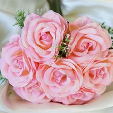 Load image into Gallery viewer, Rose &amp; Baby Breath Assorted Bridal Bouquet Artificial Silk Flowers - Pink
