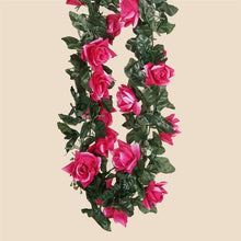 Load image into Gallery viewer, Silk Rose Garland Artificial Flowers - Fuchsia - 6 ft
