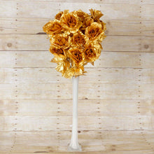Load image into Gallery viewer, Large Open Rose Bush Artificial Silk Flowers - Gold
