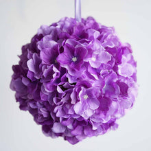 Load image into Gallery viewer, Hydrangea Kissing Ball Artificial Silk Flowers - Purple - 4 pack
