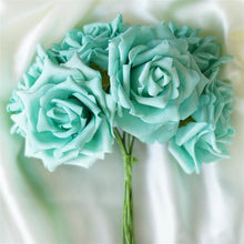 Load image into Gallery viewer, 6 Pack Aqua Foam Rose Flower Bouquet For Wedding Centerpiece Vase Decor

