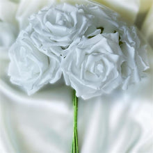 Load image into Gallery viewer, 6 Pack White Foam Rose Flower Bouquet For Wedding Centerpiece Vase Decor
