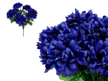 Load image into Gallery viewer, Small Chrysanthemum Bush Artificial Silk Flowers - Navy Blue
