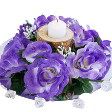 Load image into Gallery viewer, Silk Rose Candle Ring Artificial Flowers - Purple - 4 pcs

