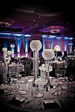 Load image into Gallery viewer, 37" Silver Shangri La Crystal Acrylic Diamond Chandelier Lamp Wedding Centerpiece With 10" Ball
