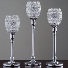 Load image into Gallery viewer, SET of 2 Crystal Beaded Candle Holder Goblet Votive Tealight Wedding Centerpiece  14" Tall
