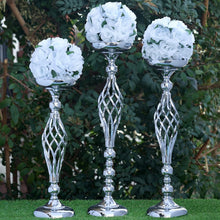 Load image into Gallery viewer, 25.5" Tall Metal Wedding Flower Decor Candle Holder Vase Centerpiece - Silver - Buy 1 Get 1 Free
