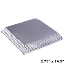 Load image into Gallery viewer, 15" Bejeweled Silver Flat Crystal Beaded Stainless Steel Chandelier Wedding Riser Cake Stand
