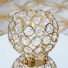 Load image into Gallery viewer, Adorable Votive Tealight Wedding Crystal Candle Holder - Gold - 4" Dia x 3.5" Tall
