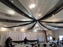 Load image into Gallery viewer, 30FT Premium White Fire Retardant Sheer Voil Curtain Ceiling Panel Backdrop
