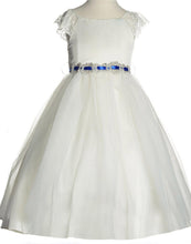 Load image into Gallery viewer, Sparkly Taffeta Bodice and Organza Overlay Skirt Dress - Ivory

