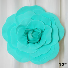 Load image into Gallery viewer, 12" Large Foam Rose Backdrop Wall Decor - Turquoise - 4 pcs
