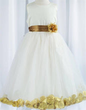 Load image into Gallery viewer, Tulle Overlay Flower Girl Petal Dress - Ivory

