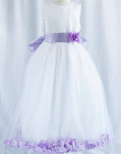 Load image into Gallery viewer, Tulle Overlay Flower Girl Petal Dress - Ivory
