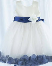 Load image into Gallery viewer, Tulle Overlay Flower Girl Petal Dress - Ivory
